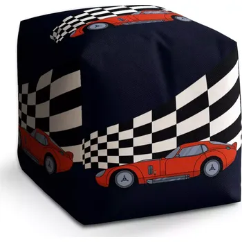 Taburet Taburet Kostka Závodní auto: 40x40x40 cm - Sablio