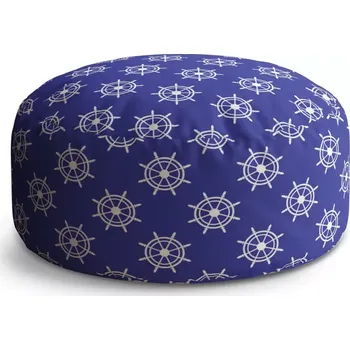 Sedací pytel Kulatý taburet Circle Bílá kormidla: 38x48 cm - Sablio