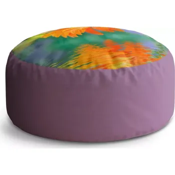 Sedací pytel Kulatý taburet Circle Oranžová gerbera: 38x48 cm - Sablio