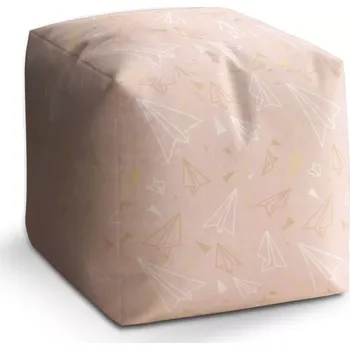 Taburet Taburet Kostka Zlaté a bílé vlaštovky: 40x40x40 cm - Sablio