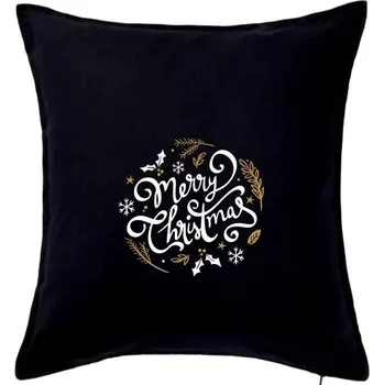 Polštář Merry christmas - nápis kulatý - Polštář 50x50 - 50x50 - Pouze potah ( Černá )