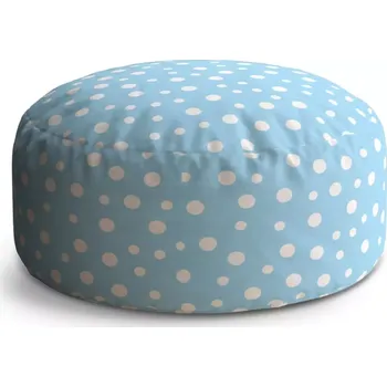 Sedací pytel Kulatý taburet Circle Bílé puntíky na modré: 38x48 cm - Sablio