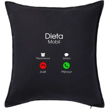 Polštář Dieta volá - Polštář 50x50 - 50x50 - Pouze potah ( Černá )