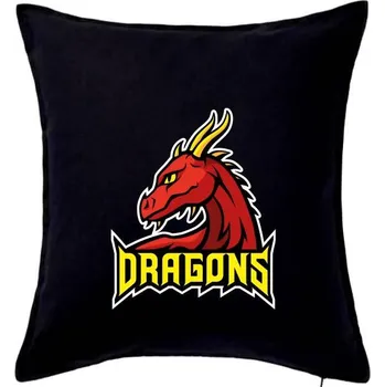 Polštář Dragons - logo týmu červené (Hana-creative) - Polštář 50x50 - 50x50 - Pouze potah ( Černá )