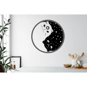 Samolepící dekorace Lepy.cz Samolepka na zeď Yin a yang Kočky Velikost (šířka x výška): 50x50cm, Barevná varianta: Bílá