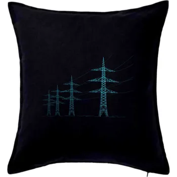 Polštář Tyrkysové stožáry vysokého napětí - Polštář 50x50 - 50x50 - Pouze potah ( Černá )
