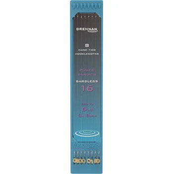 Rybářský háček Drennan hotový návazec Power Bandit Barbless- háček č.16- 0,18mm- 2,72kg