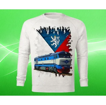 Pánská mikina mikina s lokomotivou T478 BARDOTKA pánská L (mikina s vlakem světle šedý melír)
