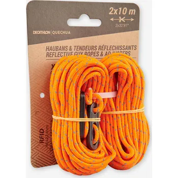 Lano QUECHUA 2 fluorescenční výztužná lanka a 4 napínáky ORANŽOVÁ