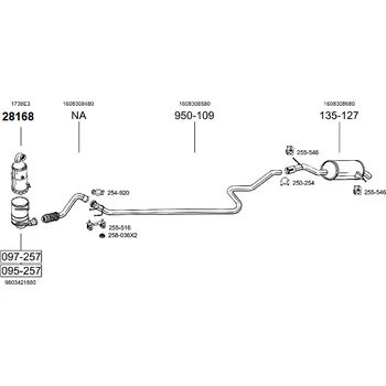 Výfukový systém výfuková trubka střední Bosal 950-109