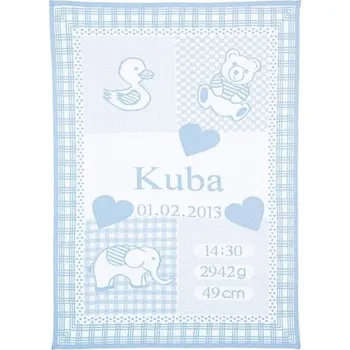 Dětská deka mimmo.cz Dětská deka se jménem a údaji o miminku SLON, 100 x 75 cm