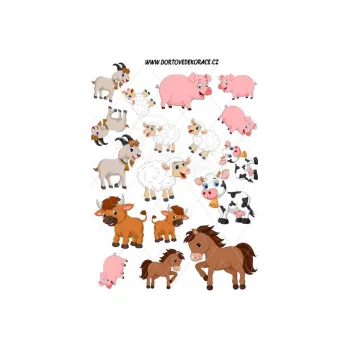 Jedlá dekorace na dort ZVÍŘÁTKA ZE STATKU, VARIANTA Jedlý papír 130