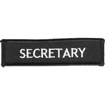 Nášivka Moto nášivka Secretary white 10cm x 3cm