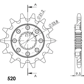 Řetězová sada pro motocykl SUPERSPROX Řetězové kolečko SUPERSPROX CST-284:14 14 zubů, 520