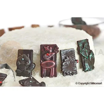Výroba svíčky Forma na tabulku čokolády SF198 WINTER CHOCO TAGS - zvířátka | SILIKOMART, Celebration