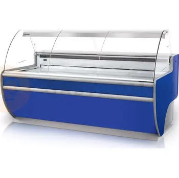 Chladicí pult s ohýbaným tvrzeným sklem, osvětleným spodním panelem a pultem z nerezové oceli 1220x1070x1220 mm | RAPA, L-D