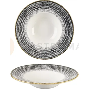 Talíř Porcelánový hluboký talíř s širokým okrajem, bílo-grafitový 28 cm | CHURCHILL, Homespun Style Charcoal Black