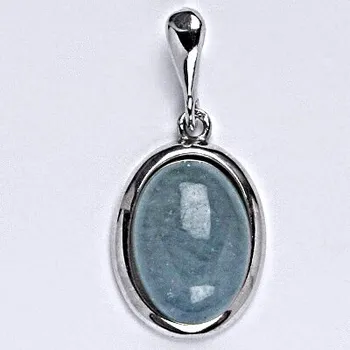 Přívěsek Stříbrný přívěsek s přírodním kamenem akvamarin b 14 x 10 mm, P 1454/22