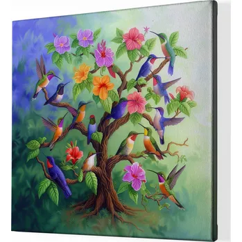 Obraz Obraz na plátně - Strom života Kolibřík v harmonii FeelHappy.cz Velikost obrazu (šířka x výška): 40 x 40 cm