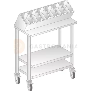 Servírovací stolek Číšnický pomocný vozík z nerezové oceli 805x500x1295 mm | DORA METAL, DM-3430