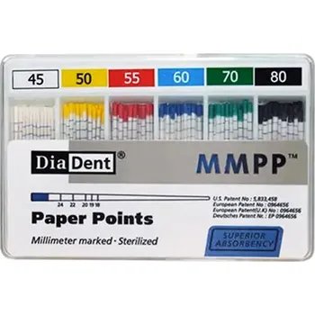 Sada nářadí DiaDent papírové čepy 2% kalibrované SADA (200 ks) vel. 45 - 80