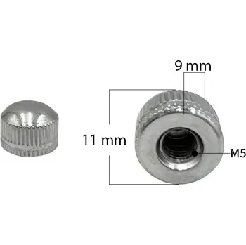 Matice Ozdobná krycí vroubkovaná matice se zakulacenou hlavou M5x9x11