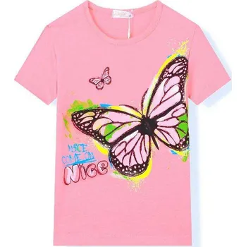 Dívčí tričko KUGO DÍVČÍ TRIČKO MOTÝL JC8507, velikost 92 - 110 Barva: Světle růžová, Velikost: 104