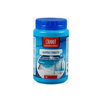 Bazénová chemie Den Braven - Cranit Quatro tablety - dezinfekce, proti řasám, vločkování, stabilizace, dóza, 1 kg CH202
