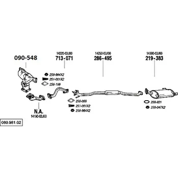 Výfukový systém výfuková trubka střední Bosal 713-071