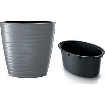 Květináč Kvetináč oválny vysoký s vkladom MAZE šedý kameň 58,5cm