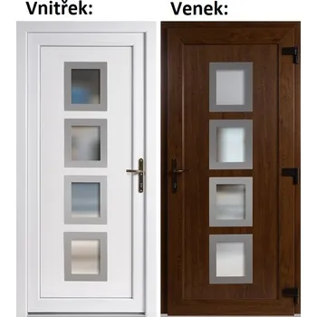 Vchodové dveře Soft Vchodové plastové dveře 010 INOX Zlatý dub / Bílá 88x198 cm, pravé, otevírání VEN