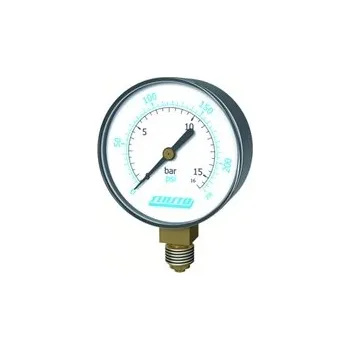 série MA001, manometr, napojení dole, těleso ocel, průměr 50 [mm], rozsah 0/10 (0-145), [bar/psi], připojení 1/4", třída 1,6, MA001-50B-10-D