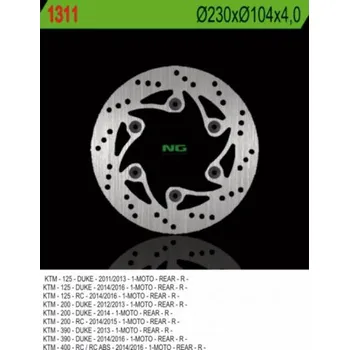 Brzda pro motocykl Zadní brzdový kotouč NG Husqvarna 375 SVARTPILEN 401 Alu. wheels 2017 - 2019
