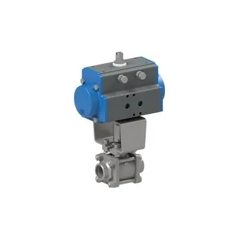 Vodovodní kohout série BAC4-...-SSTV-S0 (8P0015), kulový kohout, pneupohon, jednočinný, navařovací konce, těleso a koule nerez 1.4401, DN 15 [mm], pohon PAS0525, BAC4-004-SSTV-S0