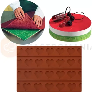 Čokoládová tyčinka Strukturální silikonová podložka, 600x400 mm, srdce, 30 mm - RELIEF9 | MARTELLATO, Tappeto