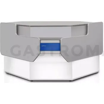 Výdejník vody Pokladní pult nechlazený, rohový, vnitřní s deskou z šedé laminované desky 1300x1070x910 mm | RAPA, LK-B/NW