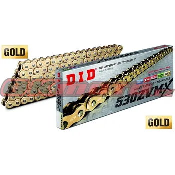 Řetězová sada pro motocykl D.I.D (Japonsko) Řetěz DID 530ZVMX - GOLD - X-ring - 108 článků