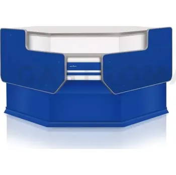 Výdejník vody Pokladní pult nechlazený, rohový, vnitřní s deskou z nerezové oceli a osvětlením korpusu 1180x900x910 mm | RAPA, LK-A2/NW