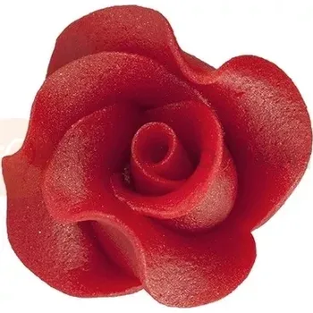 umělá květina Květ růže střední z cukru 3 cm, červená | MAGMART, RS 02