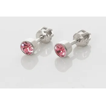 Náušnice Stříbrné náušnice pecky s růžovým zirkonem STNAU1135F