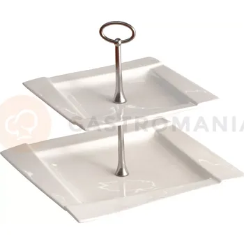 Servírovací stolek Porcelánový etažér dvoupatrový 20/24 cm | AMBITION, Kubiko