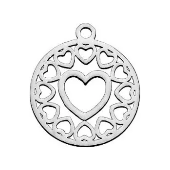 Přívěsek Přívěsek kruh se srdíčky 18x16mm chirurgická ocel