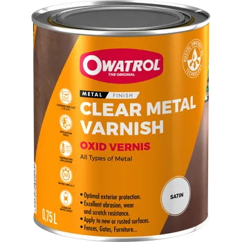 barva a nátěr na dřevo OWATROL OXID VERNIS - čirý UV odolný lak na kov, odstín Satin, balení 2,5 l