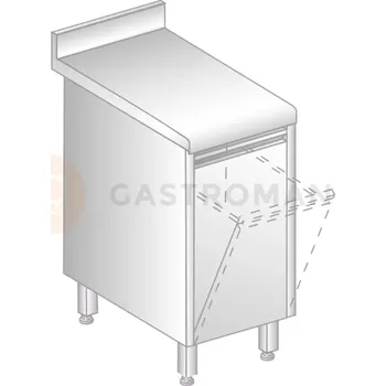 Nerezový dřez Stůl přístěnný z nerezové oceli s výklopným košem, zadní lištou a okapovou lištou 400x700x850 mm | DORA METAL, DM-S-3141