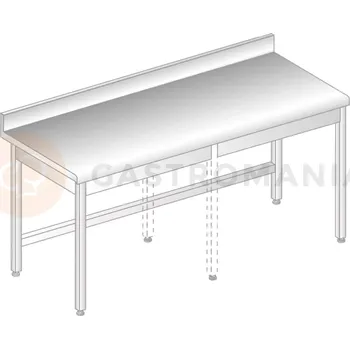 Počítačový stůl Stůl přístěnný z nerezové oceli se zadní lištou a okapovou lištou 1400x700x850 mm | DORA METAL, DM-S-3100