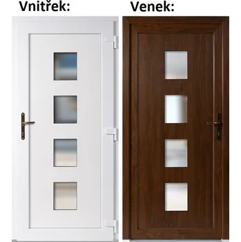 Vchodové dveře Soft Vchodové plastové dveře 010 Zlatý dub / Bílá 98x198 cm, pravé