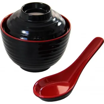 Sada nádobí Made in Japan Miso polévková mísa s víkem - černo vínová