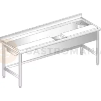 Počítačový stůl Stůl přístěnný z nerezové oceli na čištění potravin se zadní lištou a okapovou lištou 1800x700x850 mm | DORA METAL, DM-S-3238