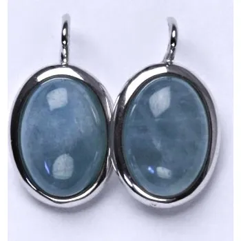 Náušnice Stříbrné náušnice, přírodní kámen akvamarin A - NK 1454 (akvamarin 14x10 mm)