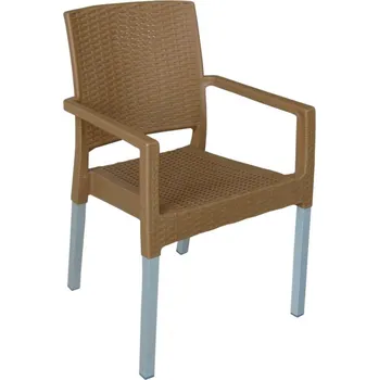 MEGA PLAST Mega Plast, plastová židle RATAN LUX (AL nohy), 88 x 56,5 x 56 cm, stohovatelná, okrová